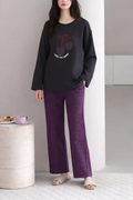 Black i wish you happy Printed with Purple printed Pajama Full sleeves night suit The Ultimate Dream Wear Sleep Suit