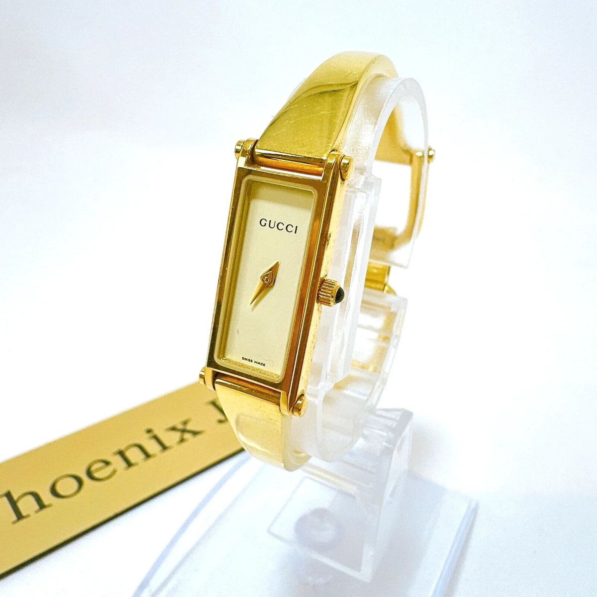 Gucci 1500L Women's Bangle Watch Quartz Gold Dial Gold