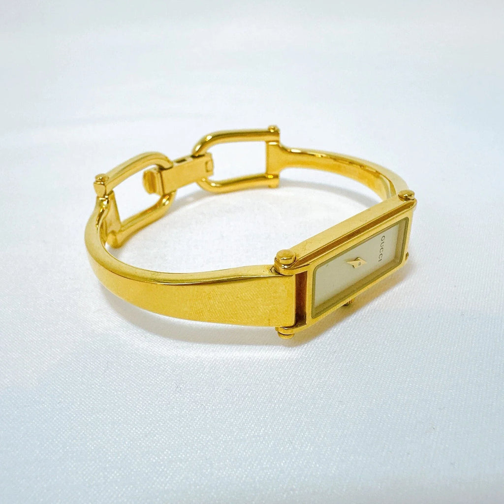 Gucci 1500L Women's Bangle Watch Quartz Gold Dial Gold