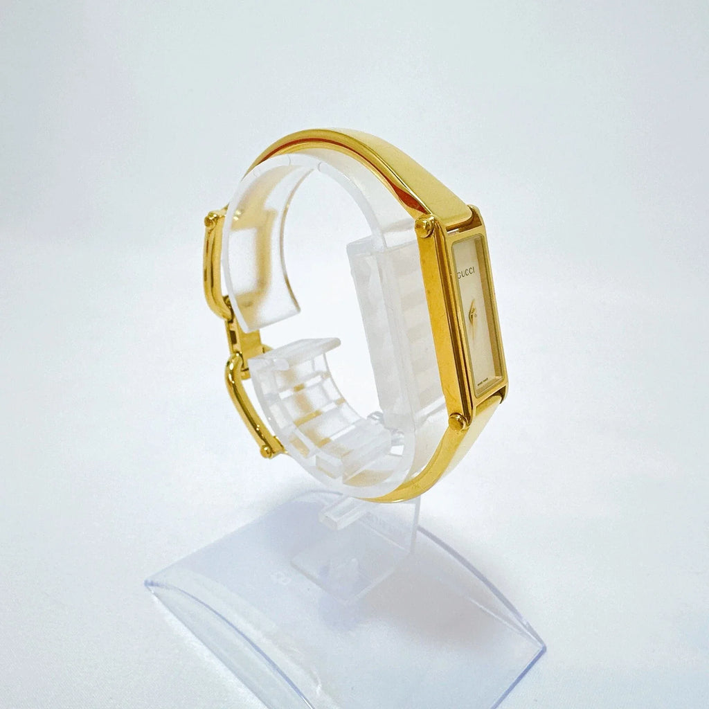 Gucci 1500L Women's Bangle Watch Quartz Gold Dial Gold